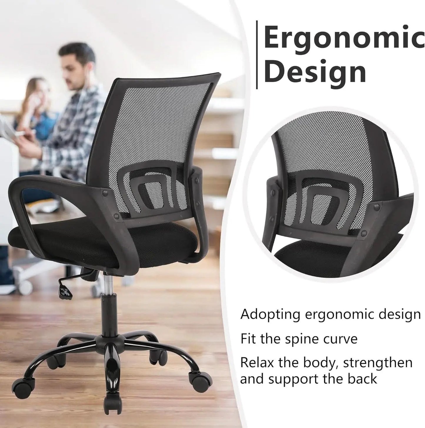 Ergonomic Black Office Chair With Lumbar Support And Mesh from PriceLows™