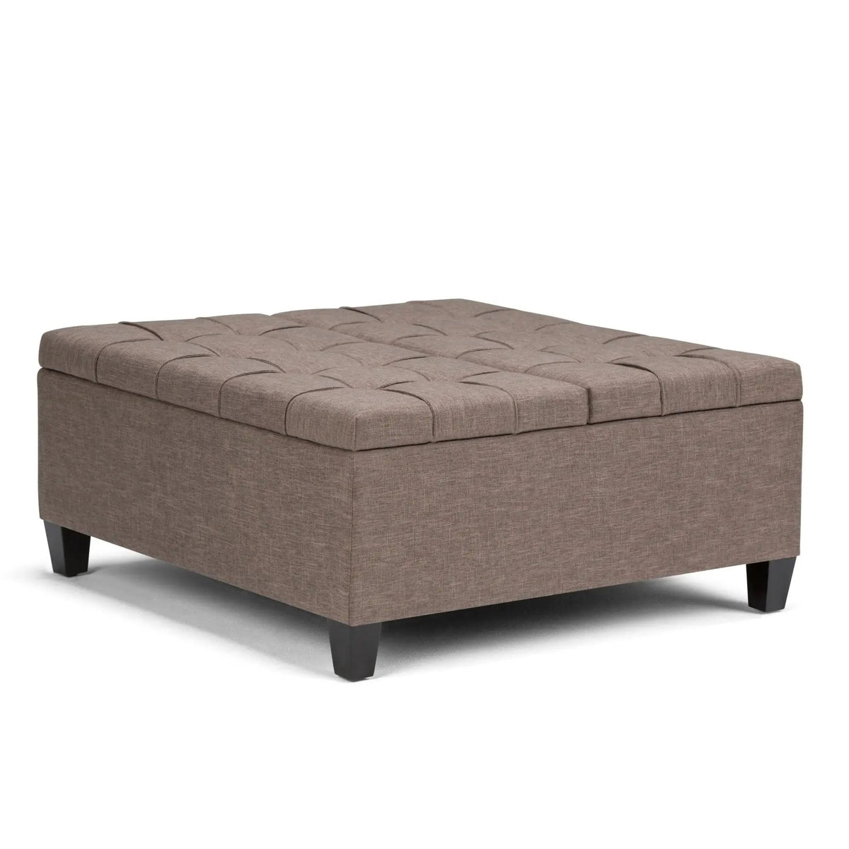 Coffee Table Storage Ottoman | Lift Top Hinge | Solid Wood Base | Large Square