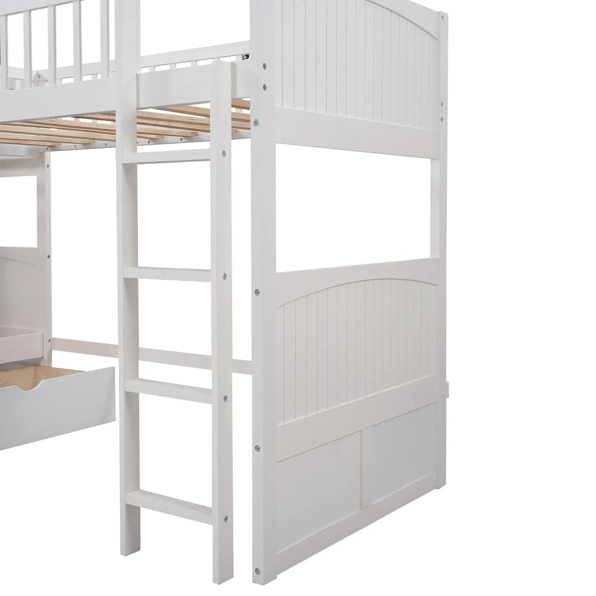 Bunk Bed With Loft | Sleeps 3 | Twin | 2 Underbed Drawers | Built In Stepladder