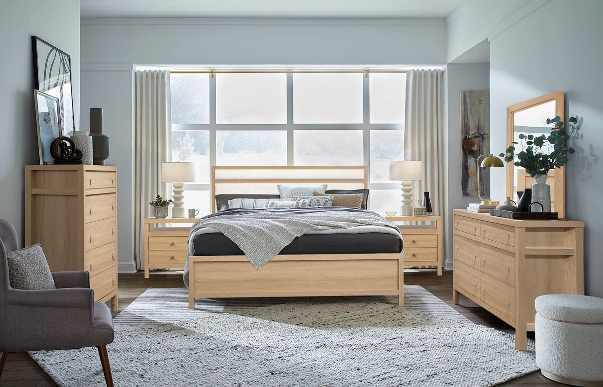 Merrifield Upholstered Panel Bed | 4 Pieces | Oak Veneer | Bedroom