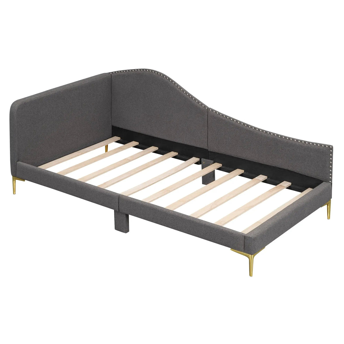 Upholstered Daybed | Headboard And Armrest | Support Legs | 80.5 Inch Length