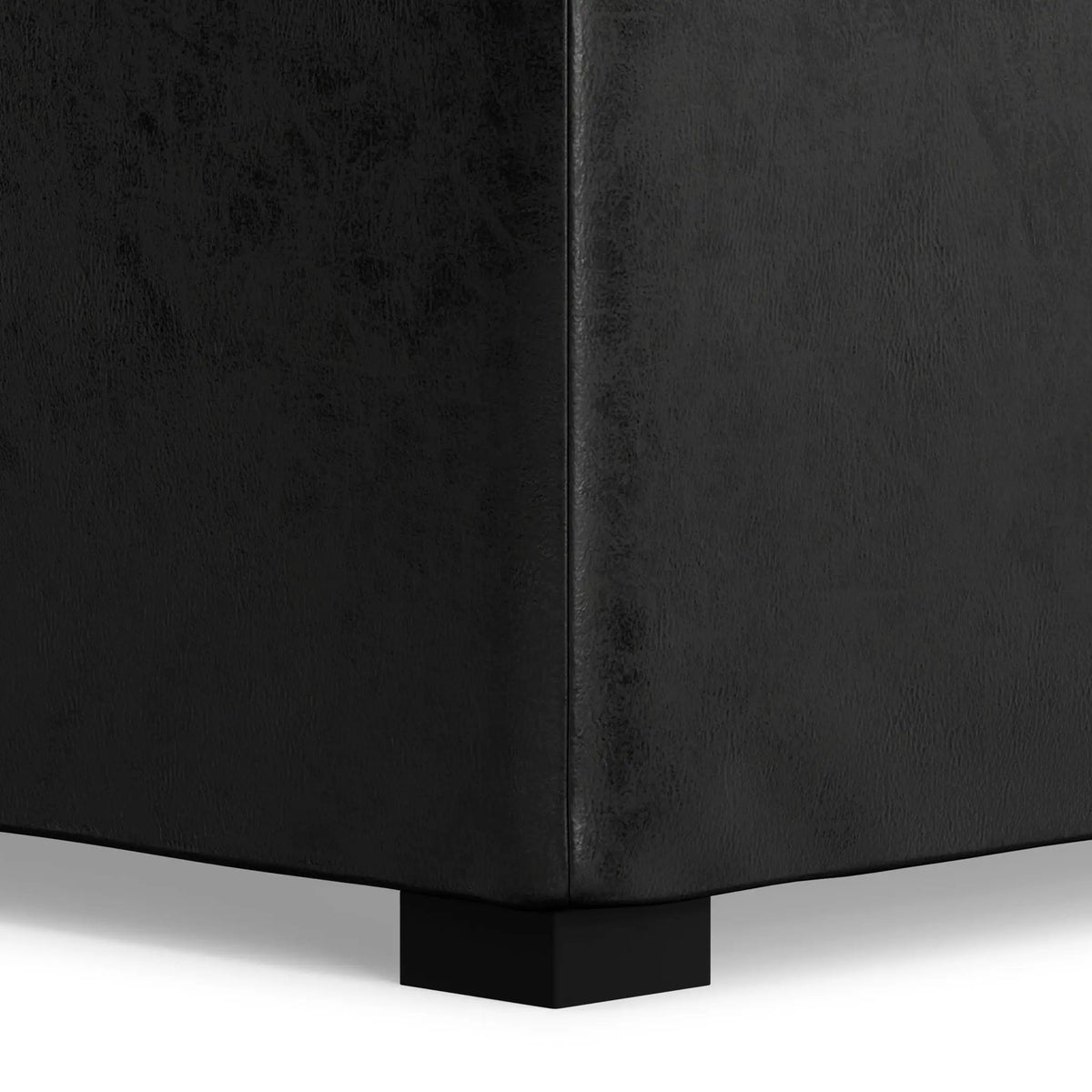 Avalon Upholstered Storage Ottoman | Vegan Leather | Four Flip Over Serving Trays | 35 Inch Width