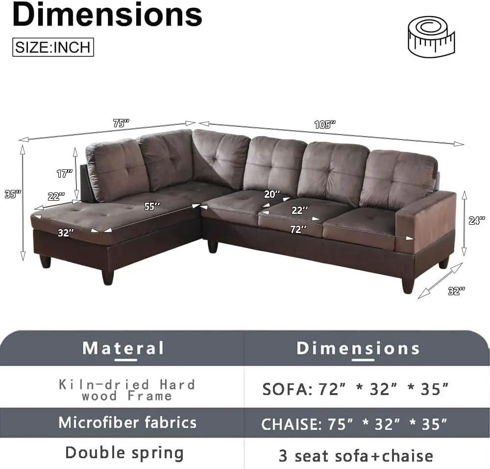 Two Piece Sectional Sofa Set L Shape Brown Living Room Furniture Collection For Modern Home Decor And Comfort from PriceLows™
