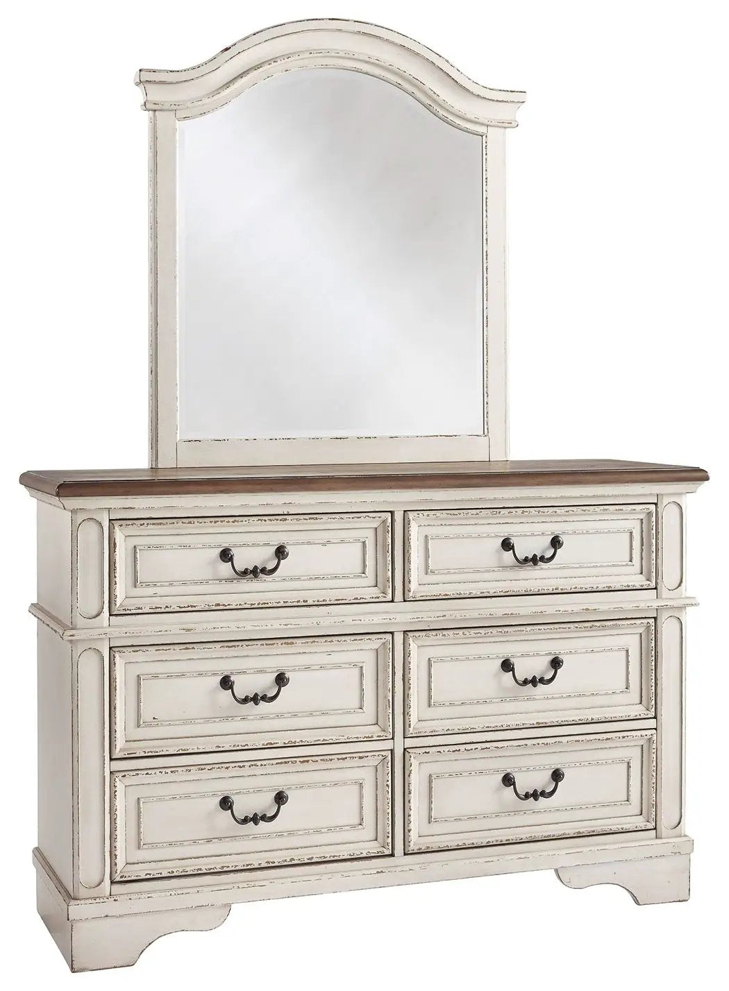 Realyn Dresser | Traditional Cottage Style | Antiqued Two-Tone Finish | Chipped White