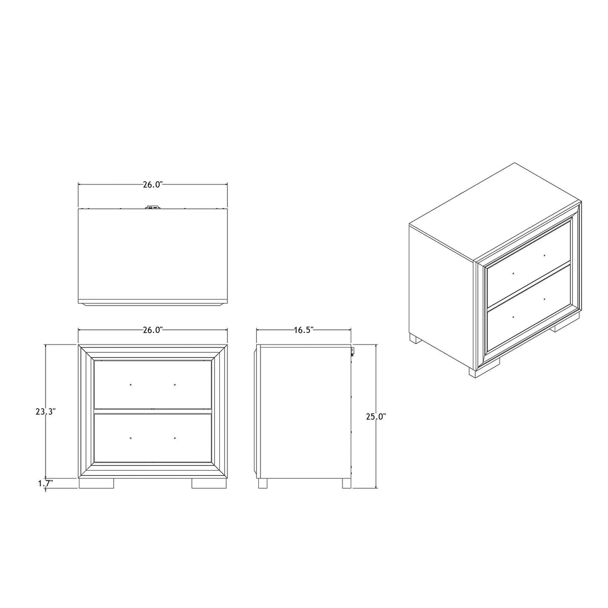 Adelaide Nightstand With Spacious Storage | 25.98 x 16.5 x 25 in | Solid Wood | Bedroom