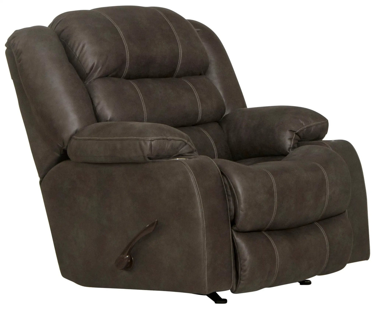 Beckley Rocker Recliner With Cupholders Rocker Chair | 2 Pieces | Walnut & Faux Leather | Living Room