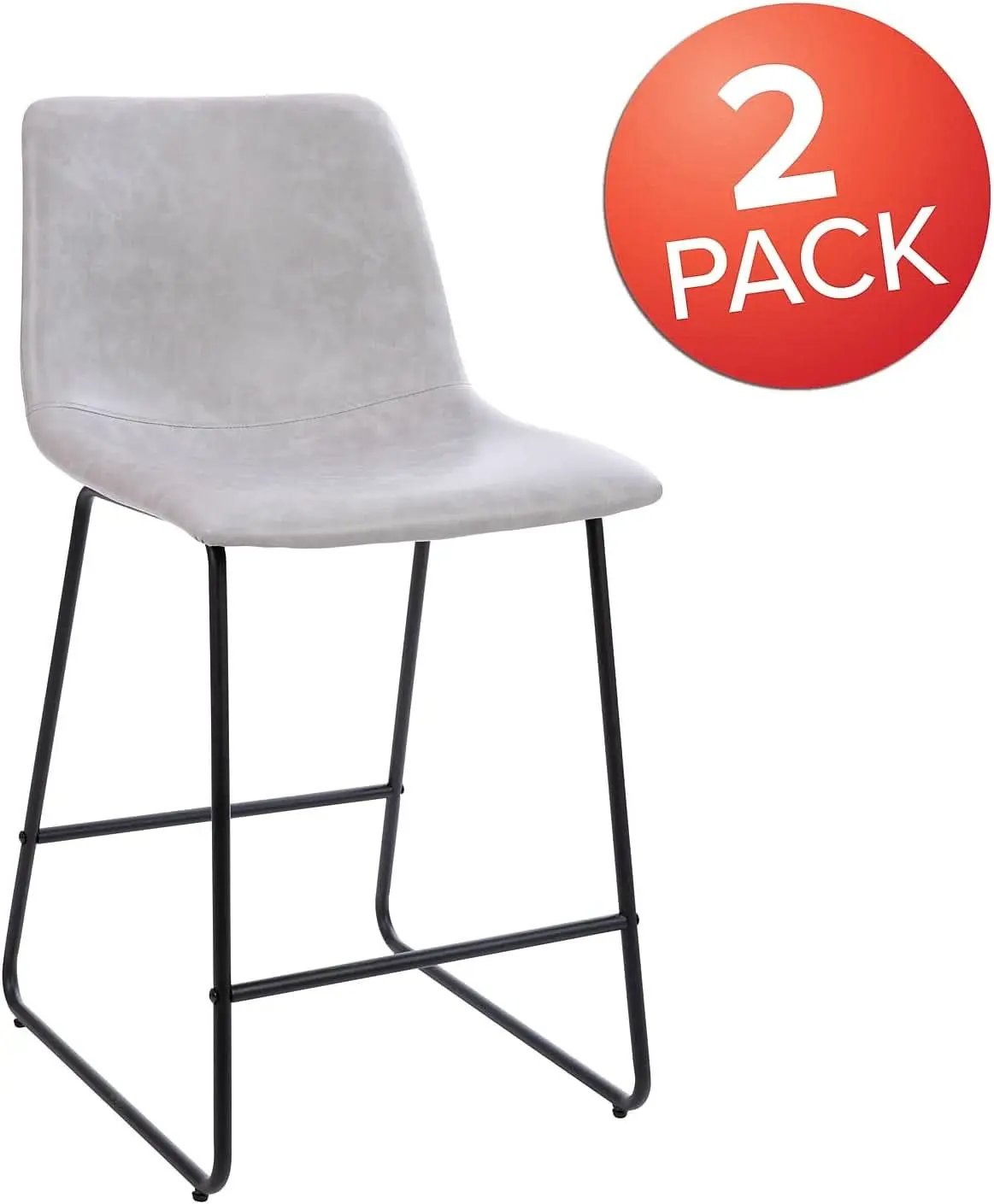 Reagan 24 Inch LeatherSoft Counter Height Bar Stools Set Of 2 Light Gray from PriceLows™