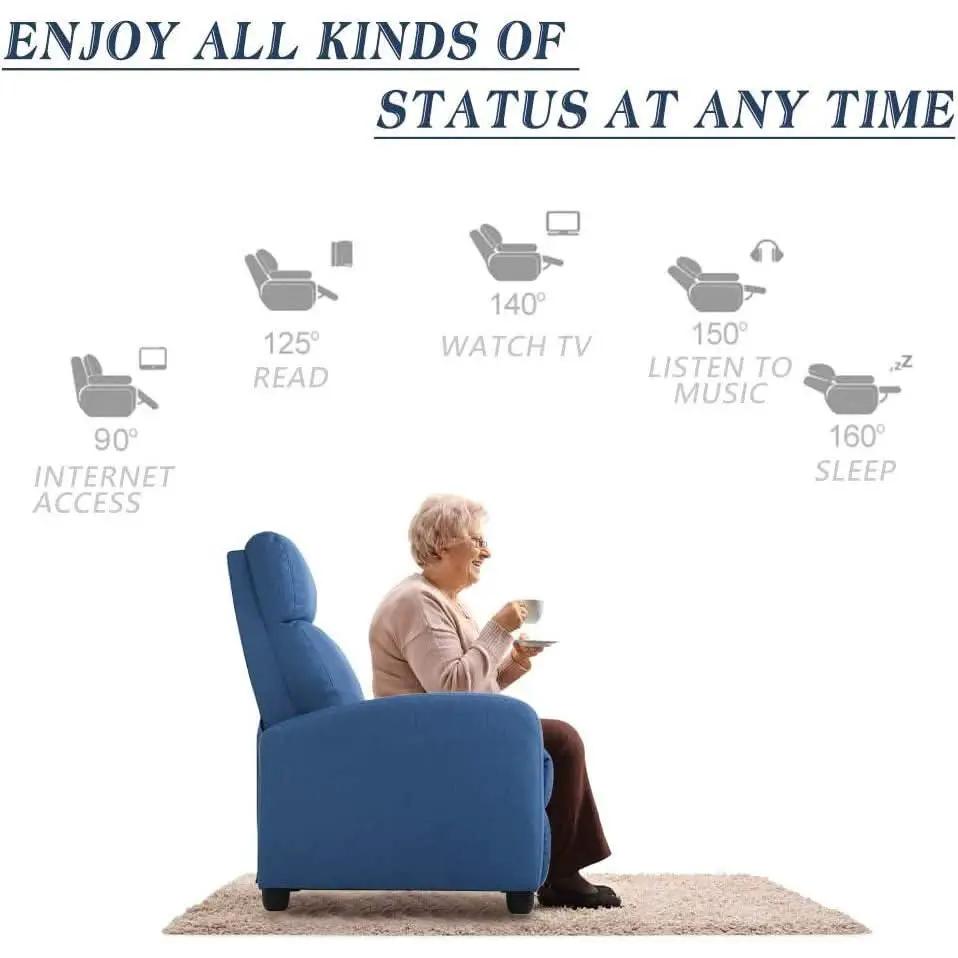Blue Fabric Recliner Chair For Living Room Home Theater from PriceLows™