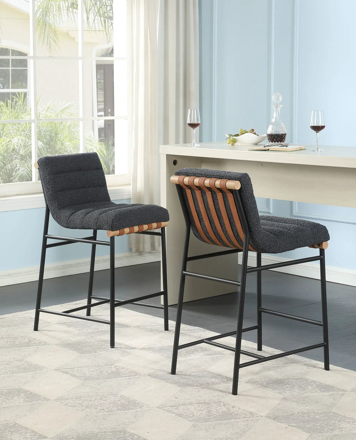 Lahni Boucle Counter Height Chair | 17 Inch Seat Width | Fabric Upholstery | Modern Design