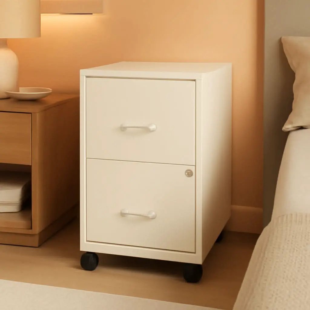LYS SOHO White Mobile File Cabinet With Locking Two Drawers from PriceLows™