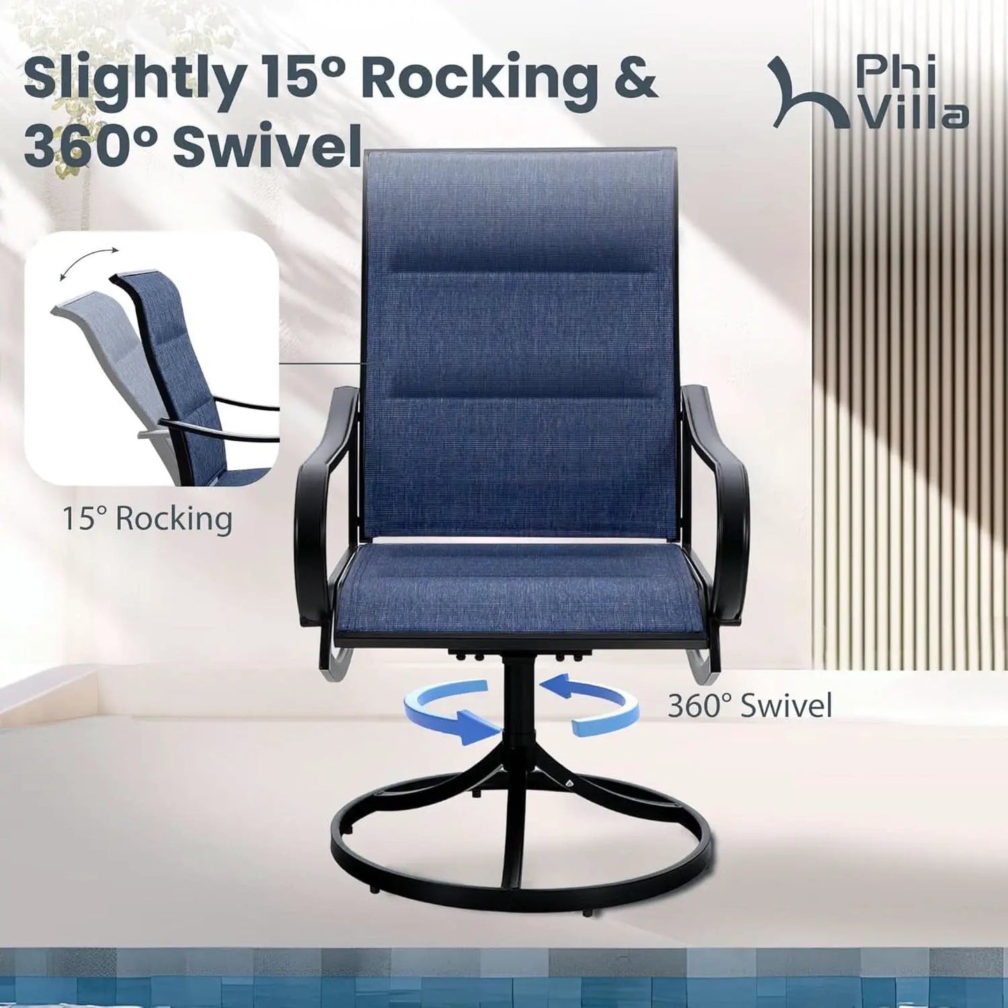7 Piece Patio Dining Set With 6 Swivel Chairs Blue from PriceLows™