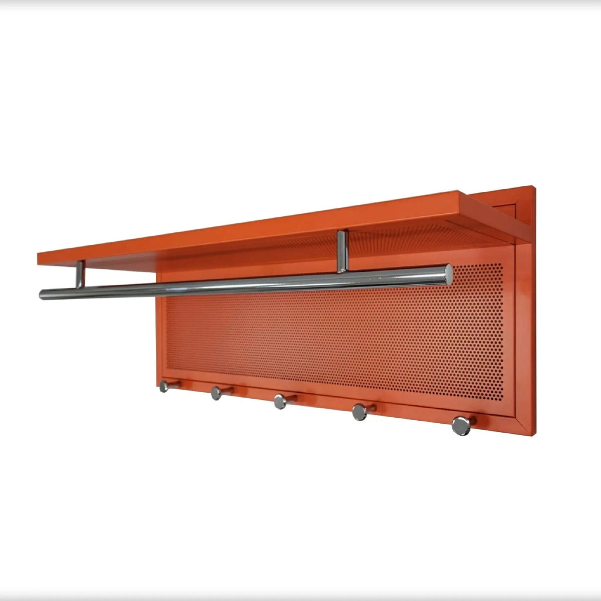 Wall Mounted Coat Rack | 5 Metal Hooks | Storage Shelf And Hanging Bar