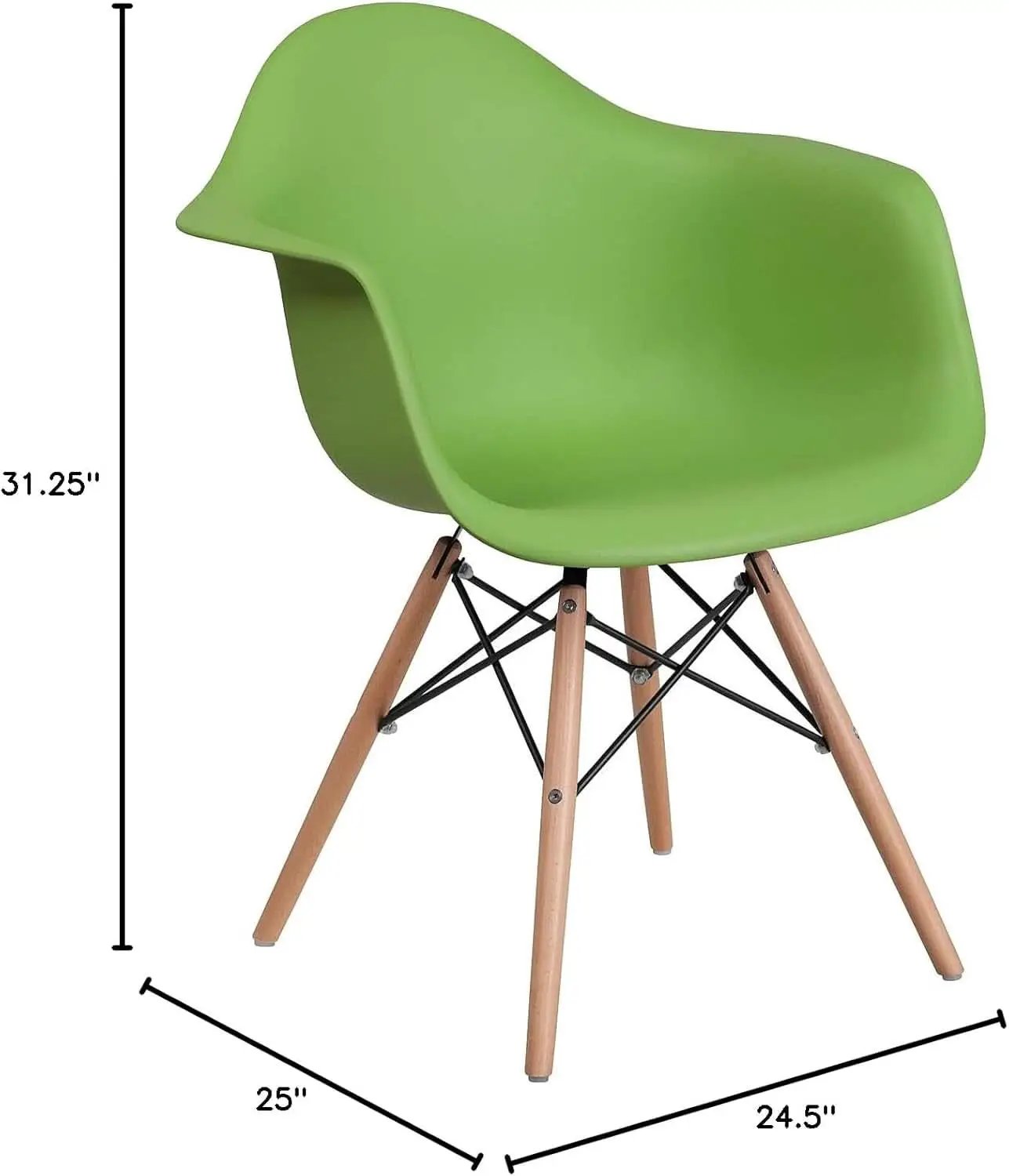 Alonza Green Plastic Chair With Wooden Legs For Dining Room from PriceLows™
