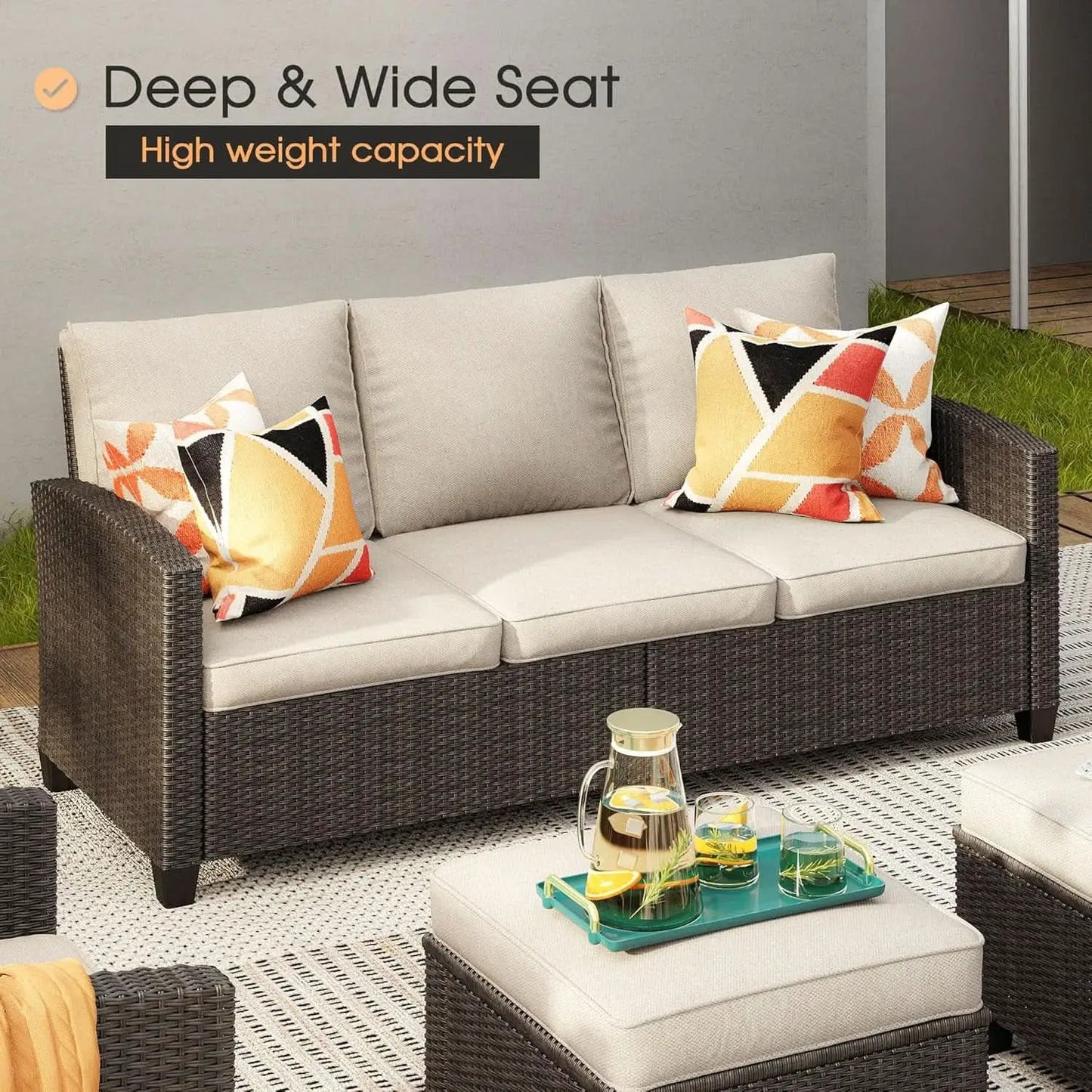 Eight Piece Outdoor Patio Furniture Set with Firepit from PriceLows™