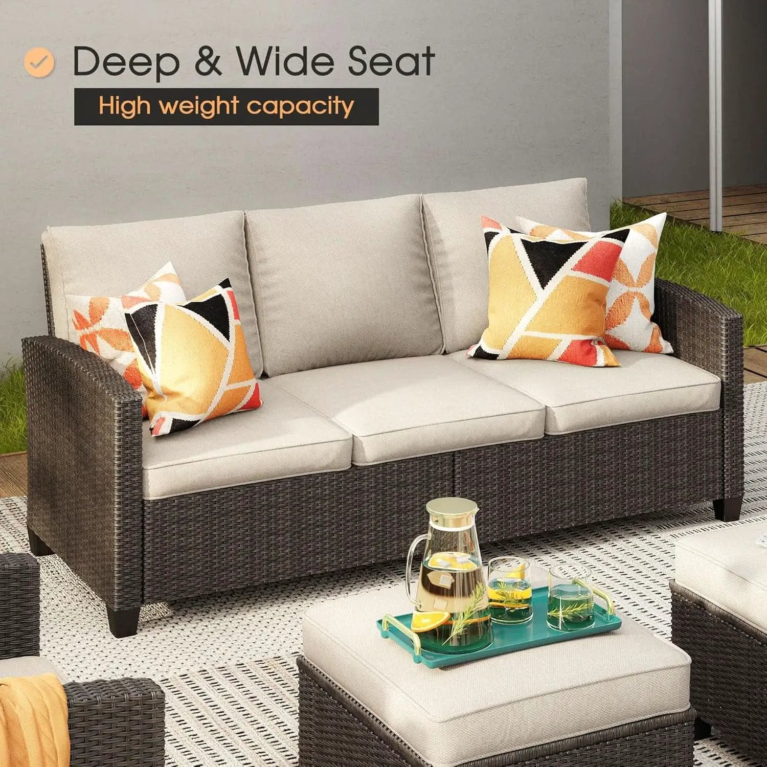 8 Piece Patio Furniture Set with Firepit and Cushions from PriceLows™