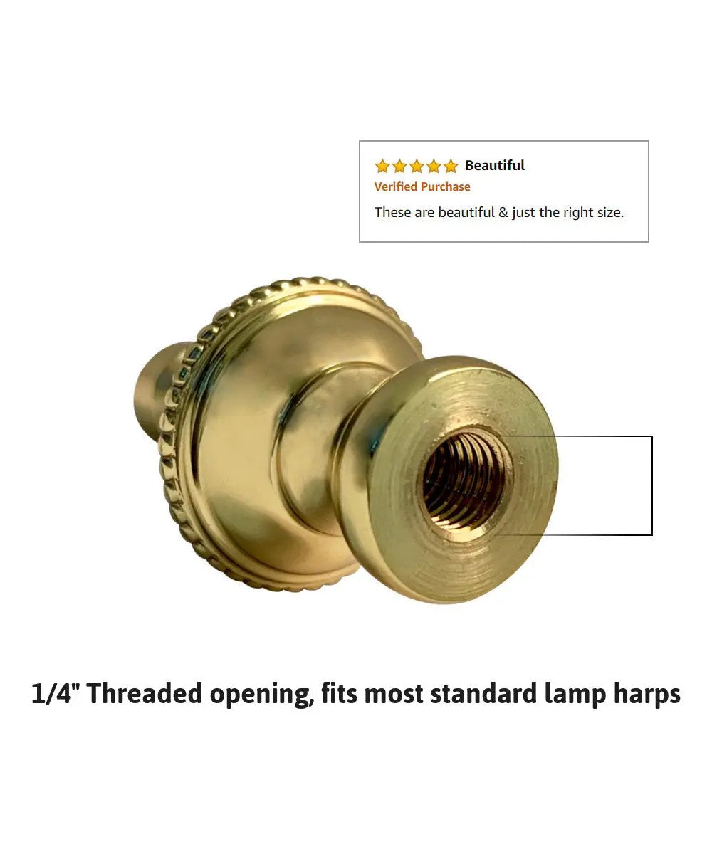 Lamp Finial | Polished Brass | 1.5 Inch Height | 1/4-27 Thread