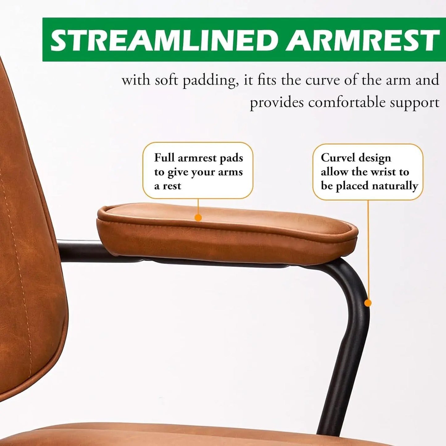 Brown Desk Chair With Wheels And Armrests Adjustable from PriceLows™