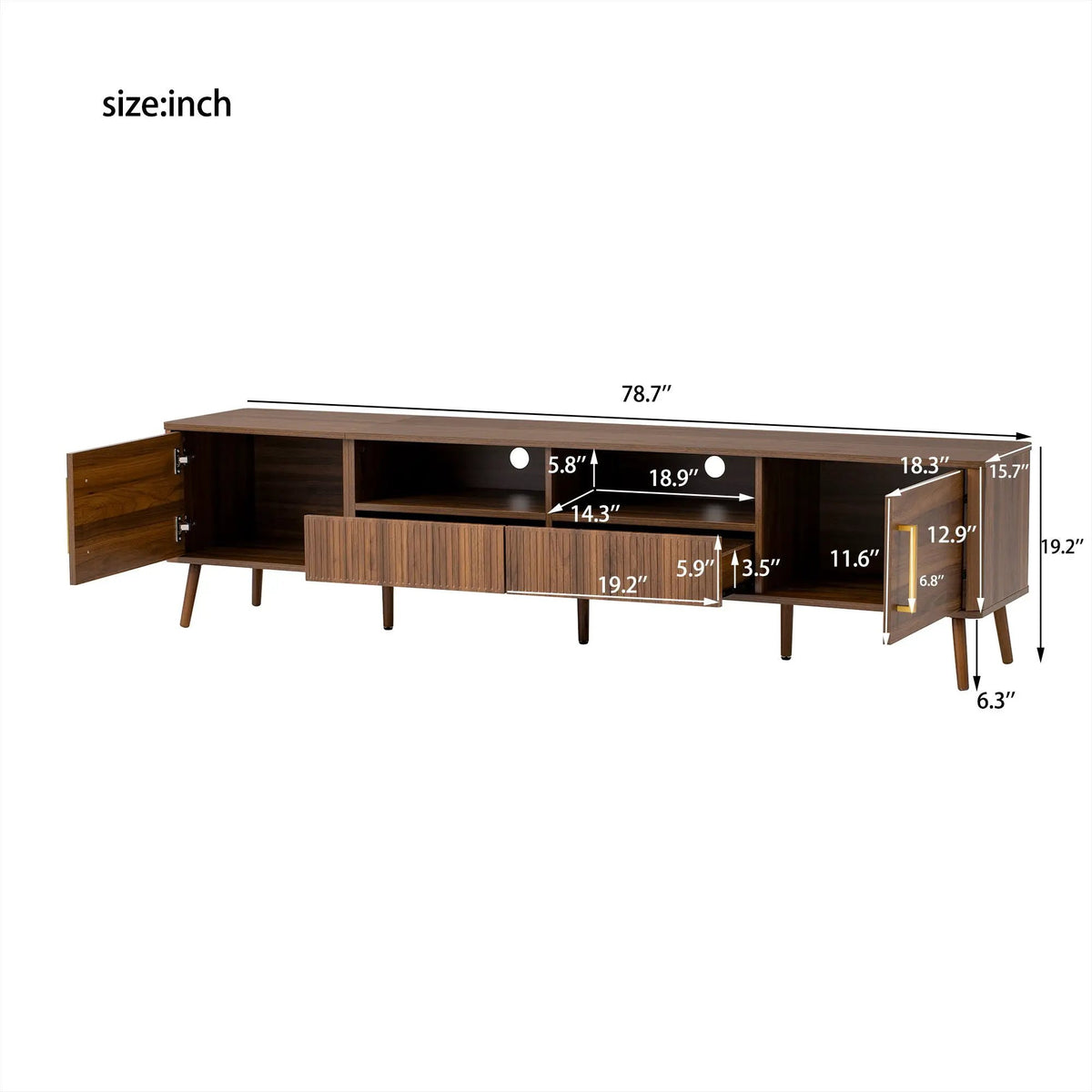 TV Stand | Soft Close Doors | 85 Inch Capacity | Walnut
