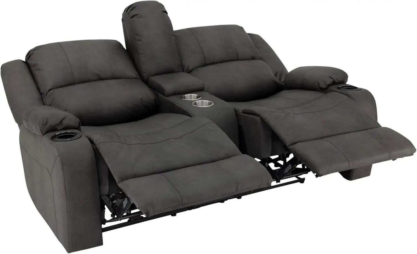 67 Inch Powered Wall Hugger Recliner Sofa Gunmetal Fabric from PriceLows™