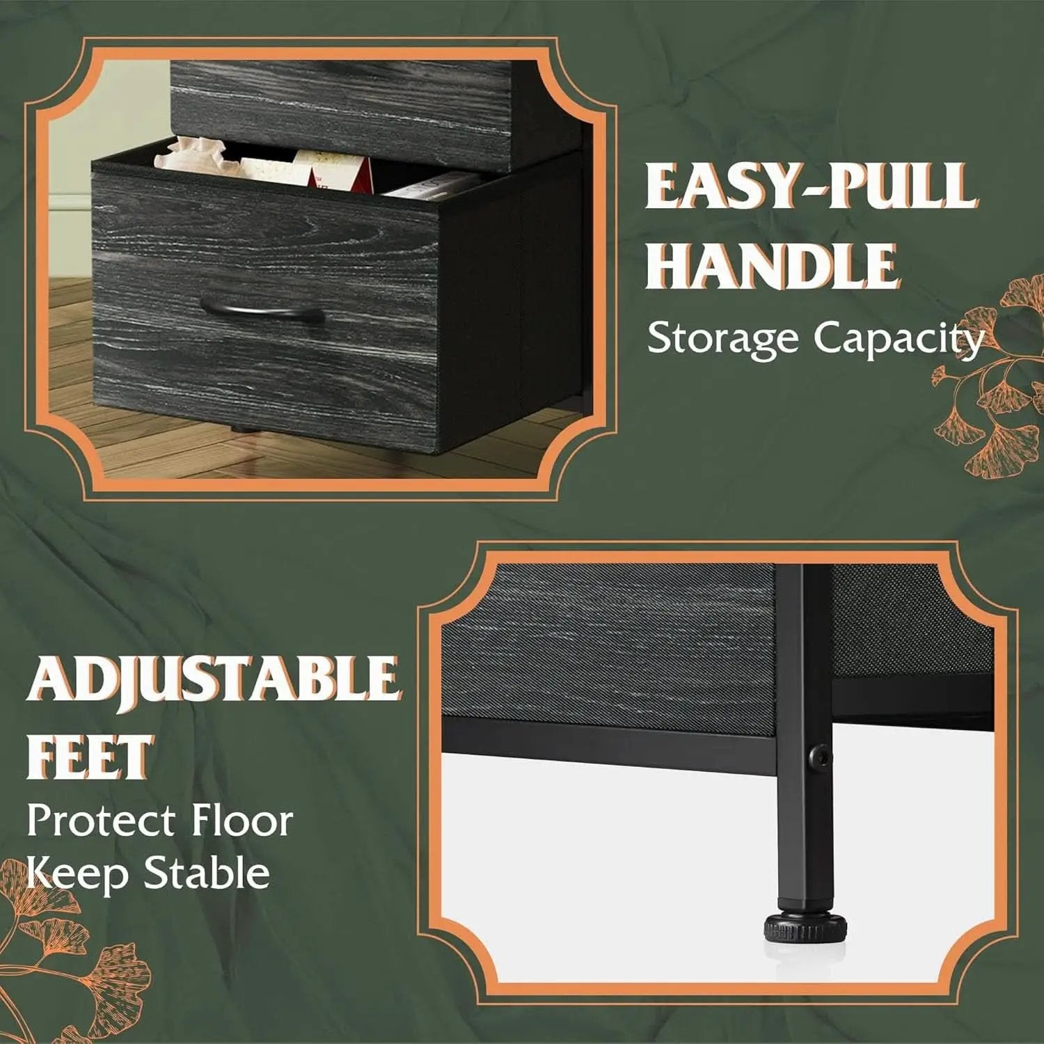 Bedroom Nightstand With Three Drawers Charcoal Black from PriceLows™