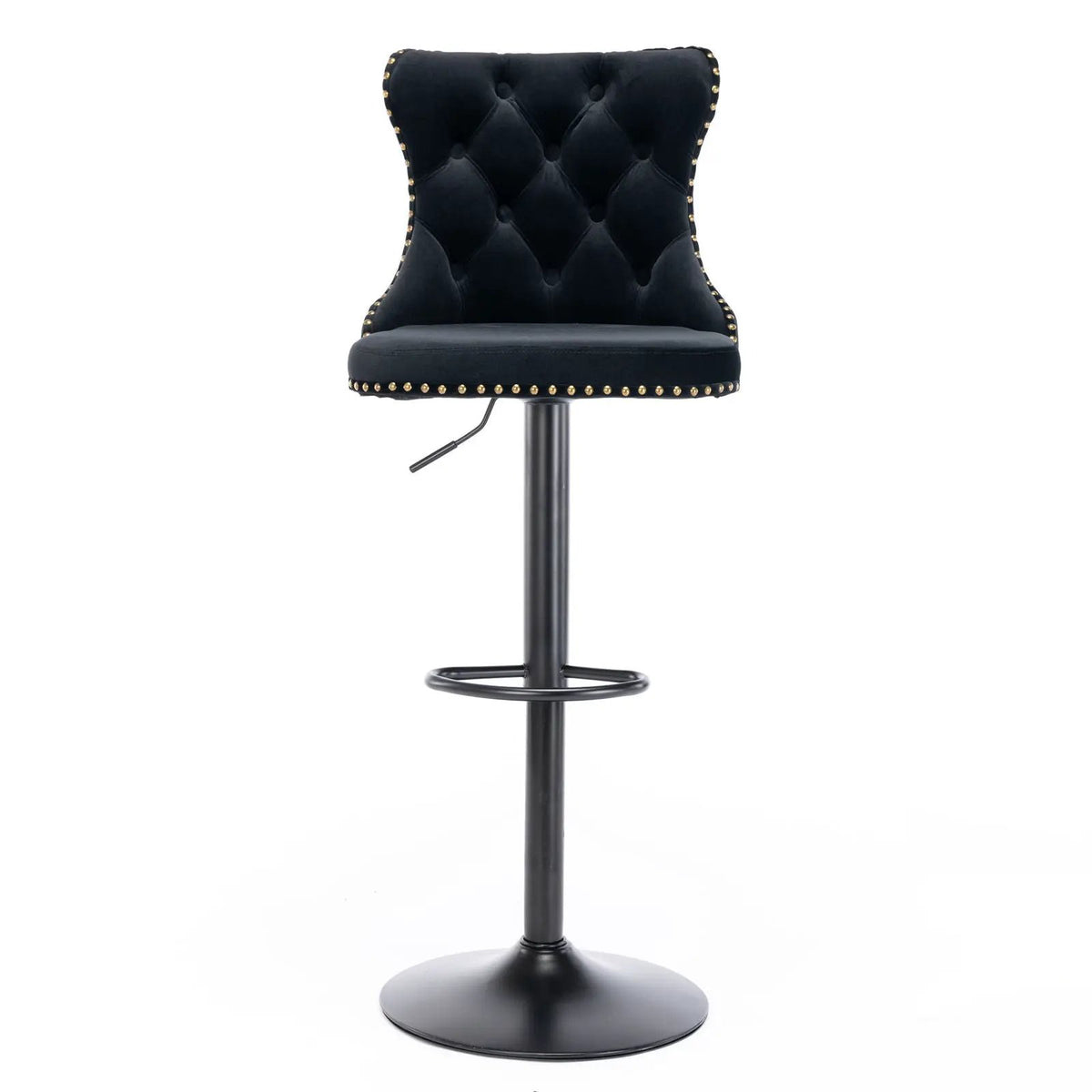 Swivel Barstools | Adjustable Height | Tufted Back With Nailheads | Set of 2