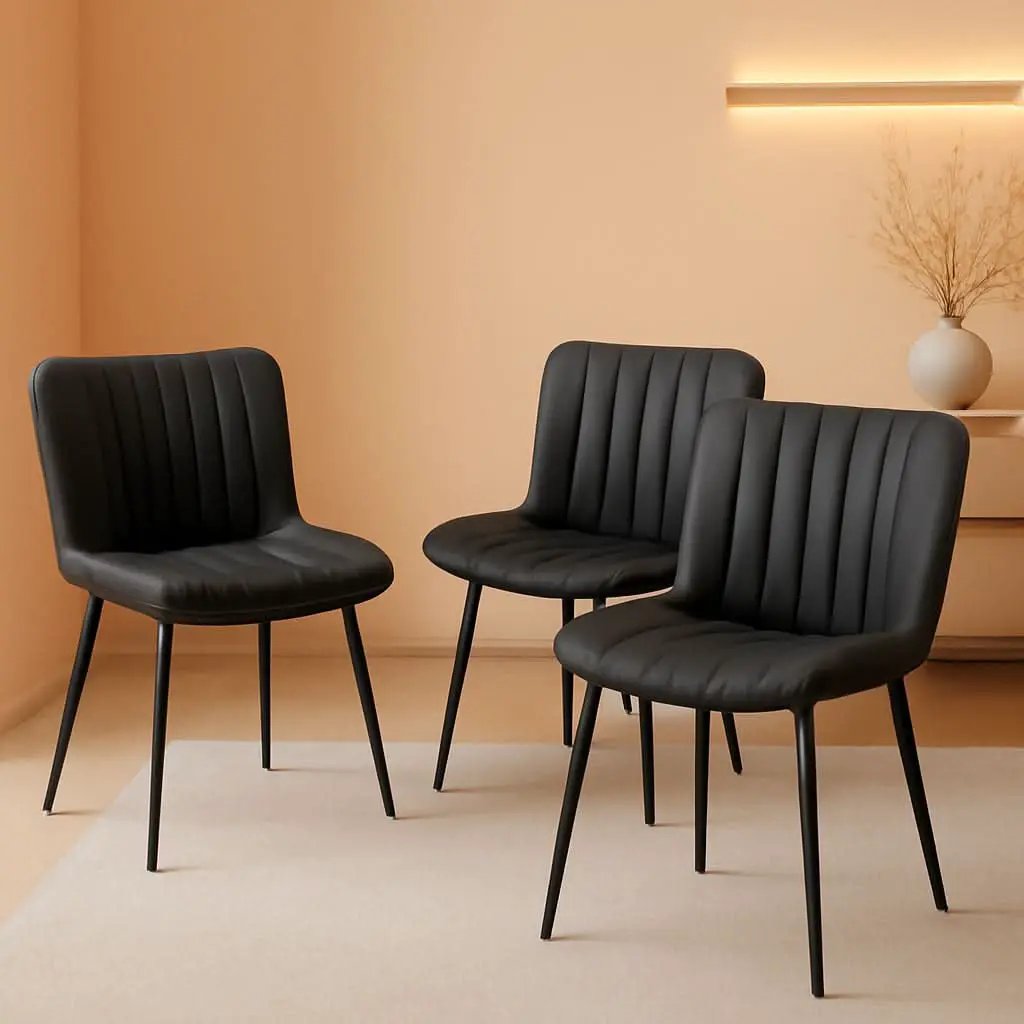 Black Leather Upholstered Dining Chairs Metal Legs from PriceLows™