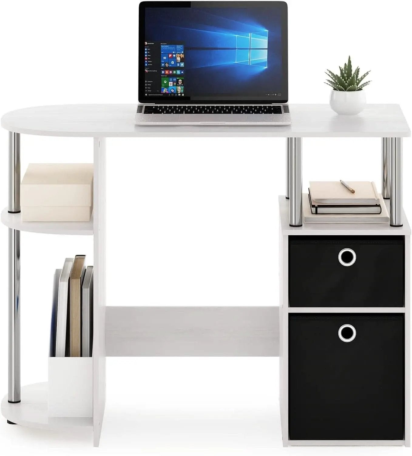 Jaya Simplistic Computer Desk White Oak With Storage from PriceLows™