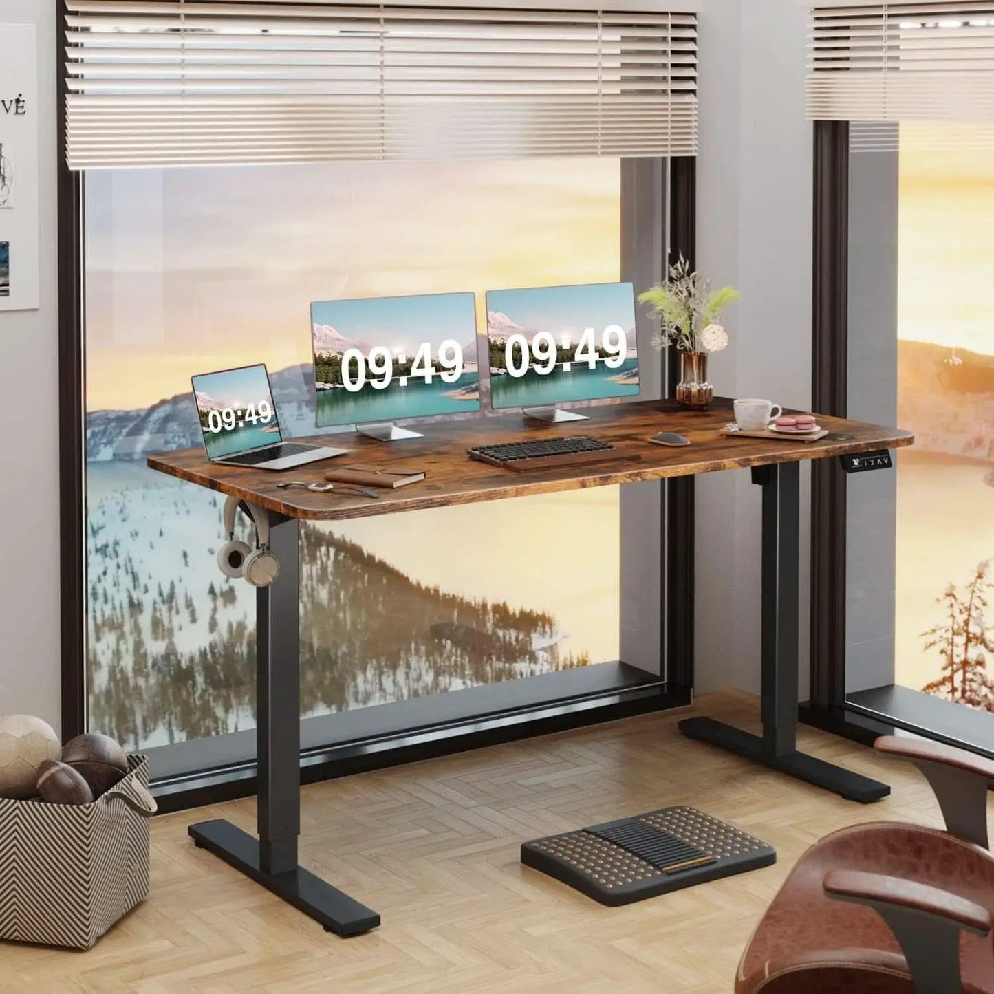 Electric Height Adjustable Standing Desk 55 X 24 Inch With Memory Presets from PriceLows™