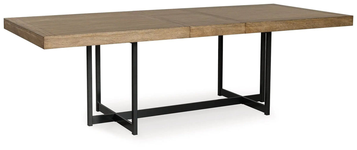 Tomtyn Rectangular Dining Room Extension Table | 40 x 98.13 x 30.25 in | Mango Wood & Steel | Light Brown