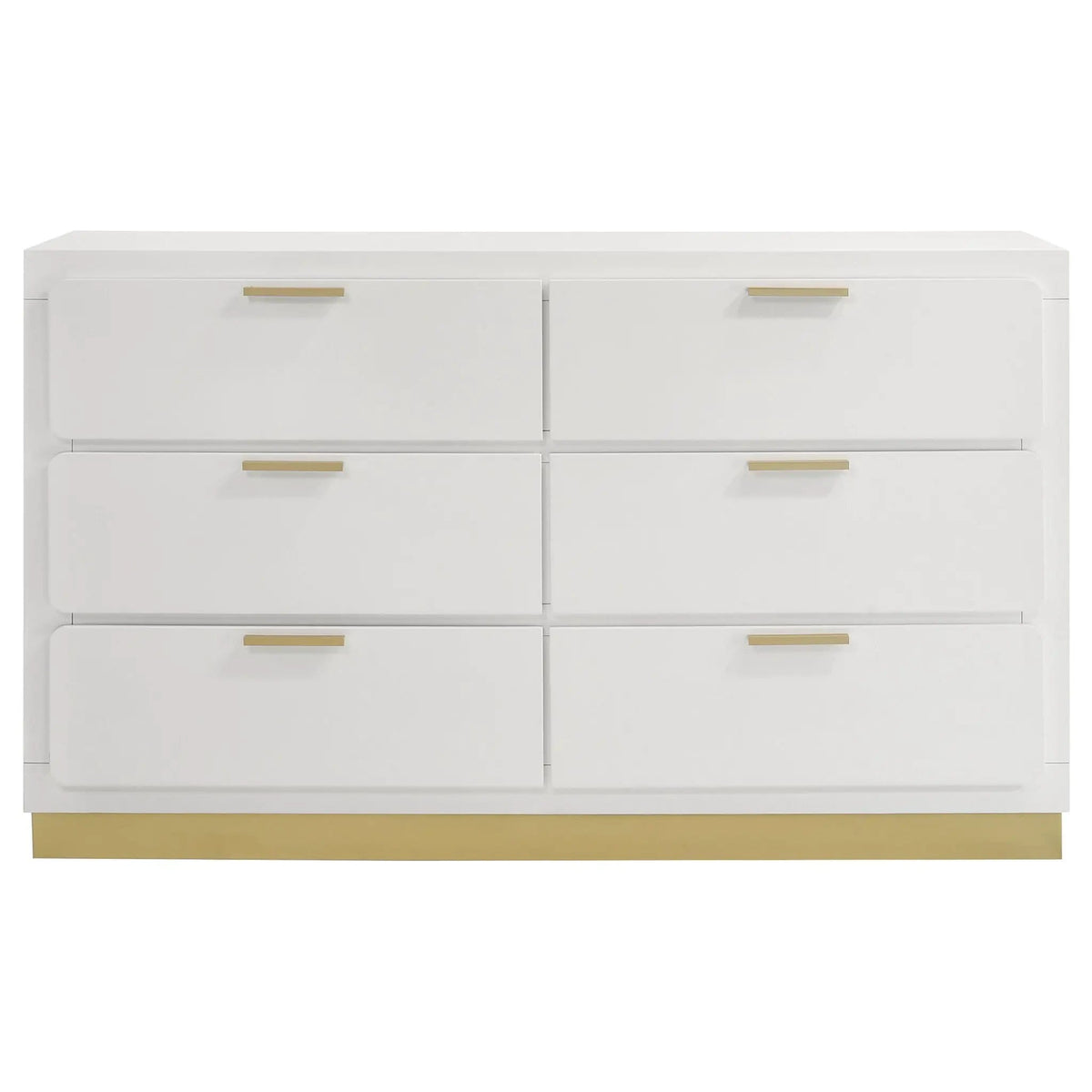 Caraway 6-drawer Dresser | 59 x 17.25 x 34.75 in | Rubberwood & Engineered Wood | White