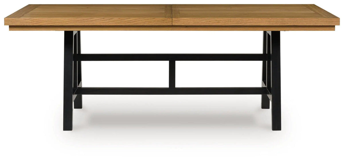 Galliden Rectangular Dining Room Extension Table | 40 x 120.25 x 30 in | Oak Veneer & Mdf | Black / Brown
