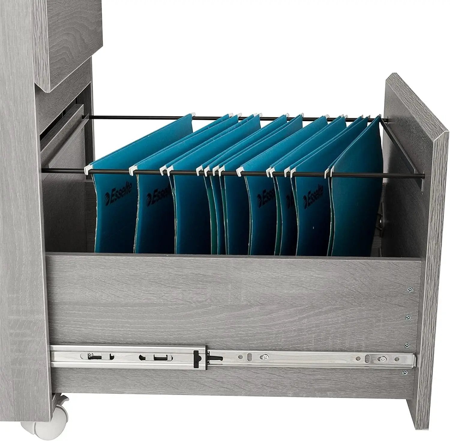 Grey Rolling Locking Two Drawer Vertical Filing Cabinet from PriceLows™