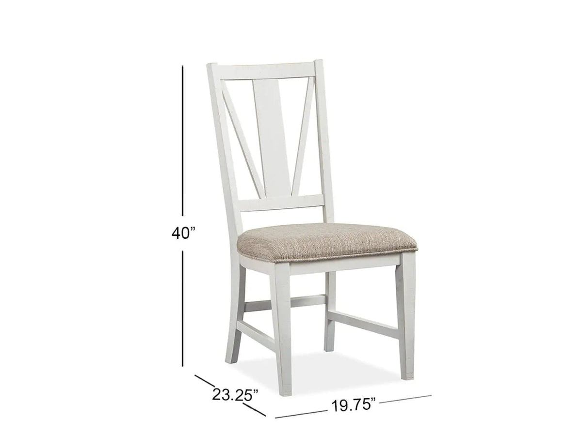 Heron Cove Dining Side Chair With Upholstered Seat (Set of 2) | 23.25 x 19.75 x 40 in | Veneer & Wood | Chalk White