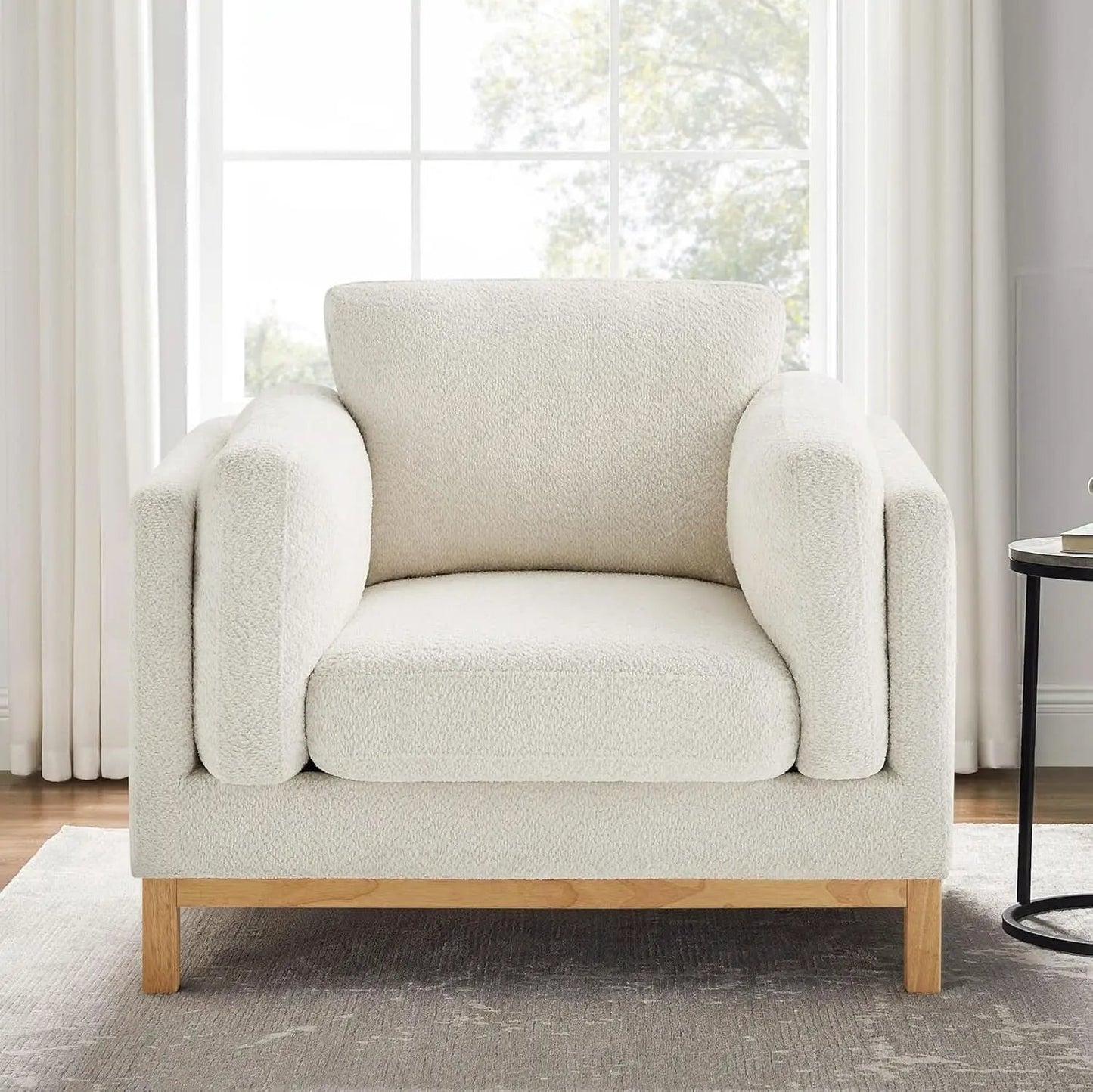 Beige 41.34 Inches Boucle Upholstered Accent Chair from PriceLows™