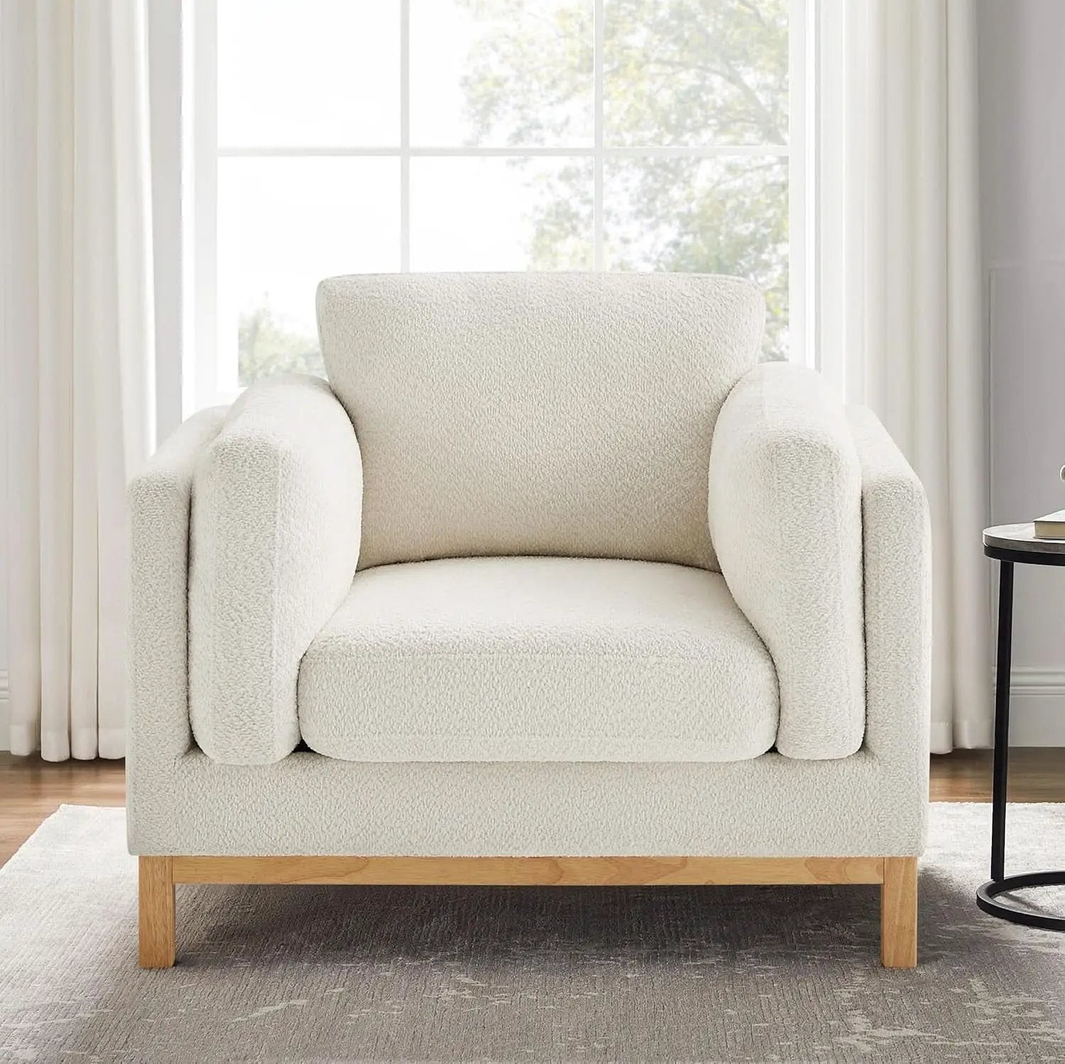 Beige 41.34 Inches Boucle Upholstered Accent Chair from PriceLows™