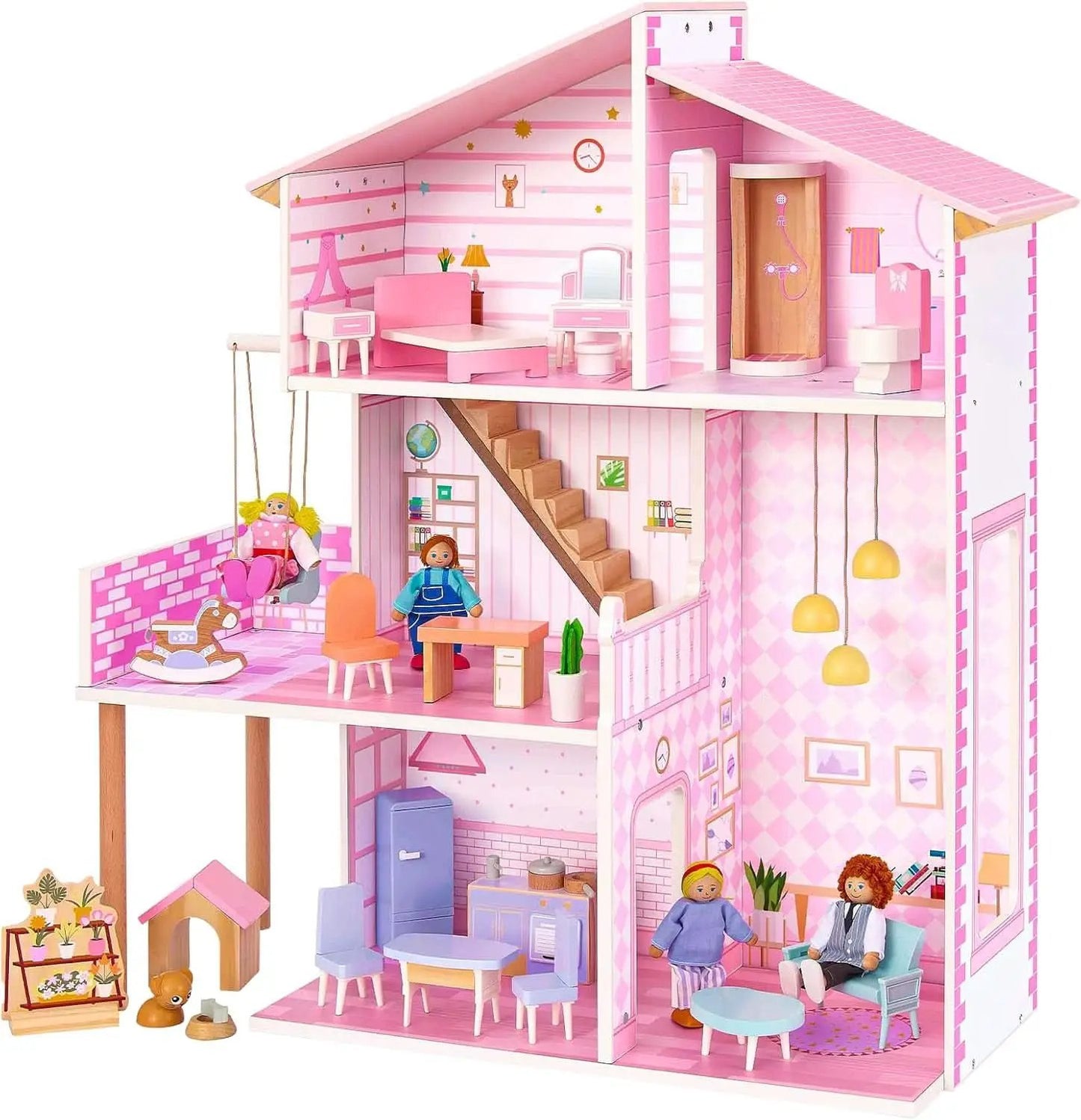 Wooden Dolls House Villa Style Premium Furnishings from PriceLows™