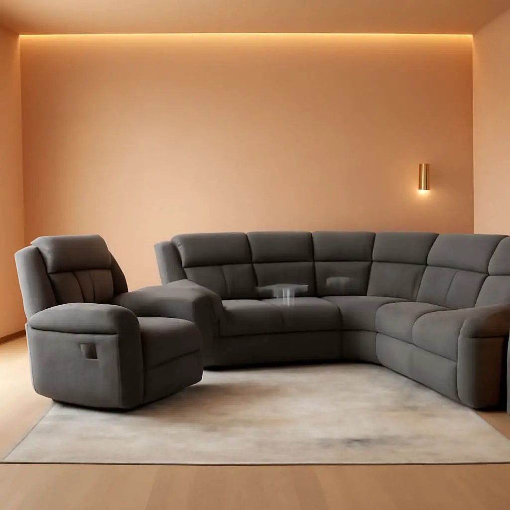 Bahrain 6 Piece Charcoal Motion Sectional Sofa Living Room from PriceLows™