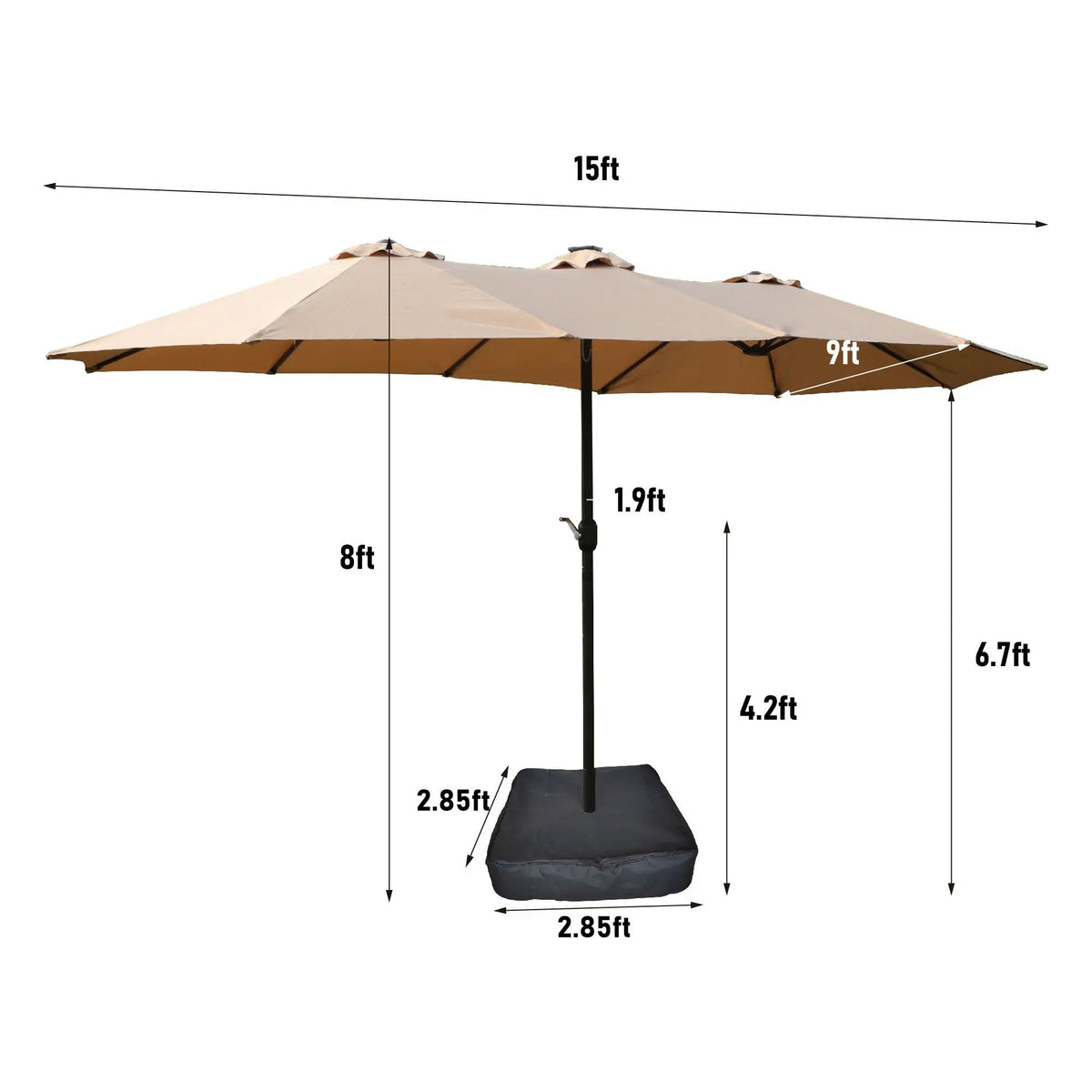 Outdoor Market Umbrella | 15FT Rectangular | Double Sided