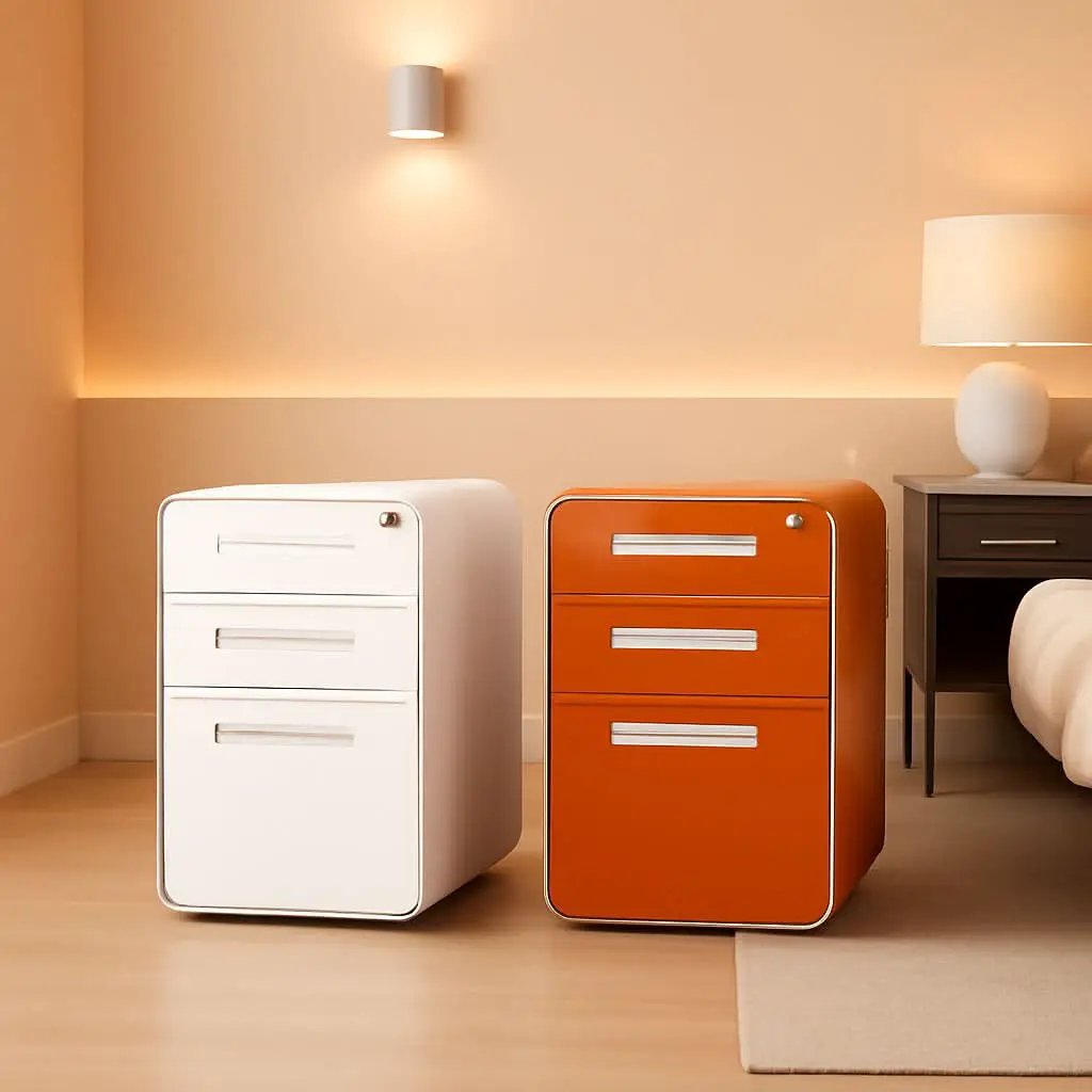 White Filing Cabinet With Lock And Wheels For Office from PriceLows™