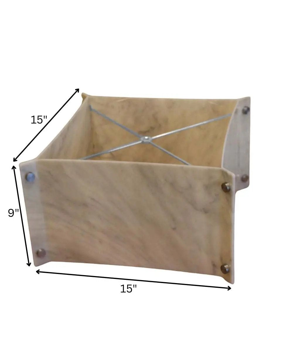 Square Lampshade | 15x15x9 Shallow Drum | Faux Marbled Alabaster