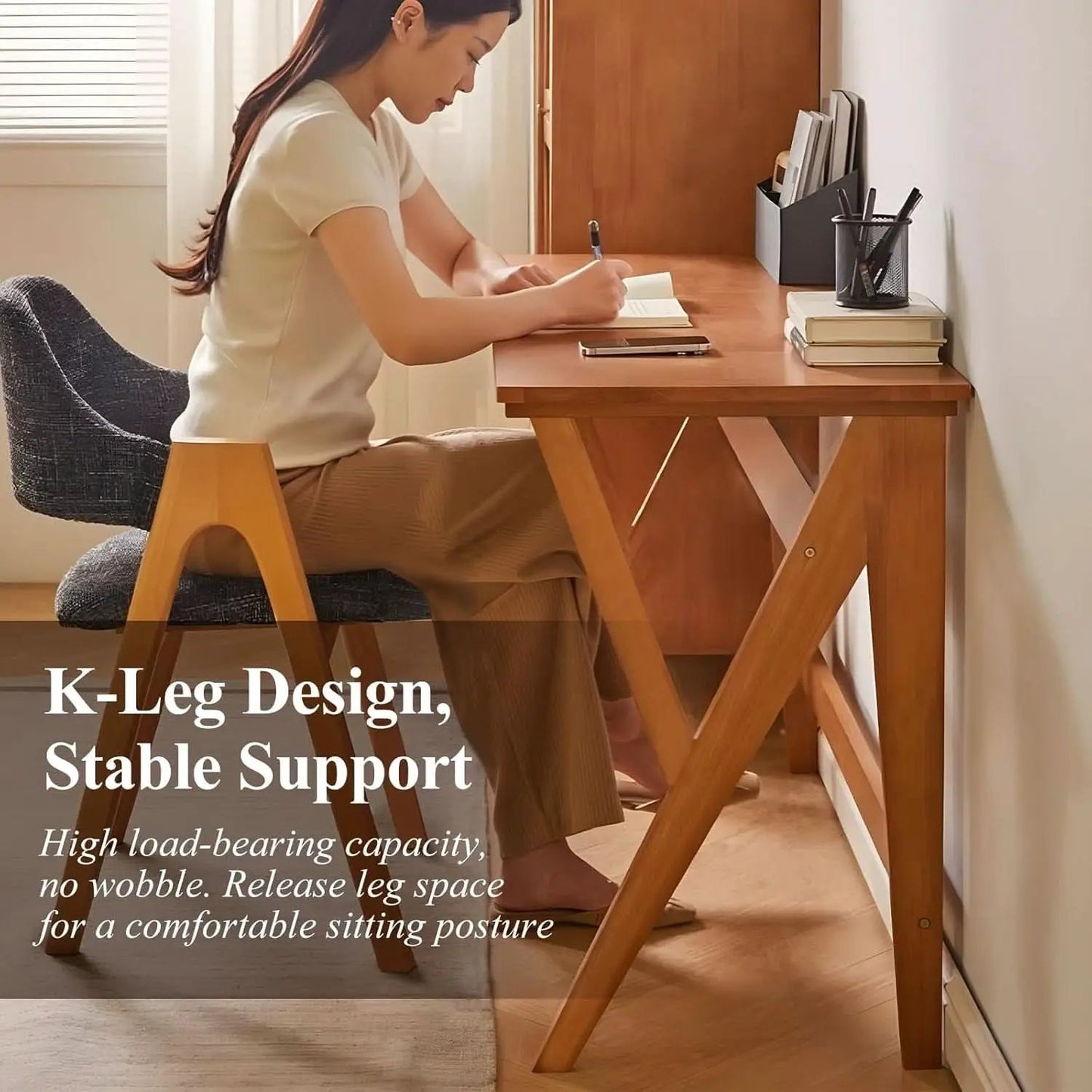 Natural Oak Industrial Style Solid Wood 47 Inch Wide Desk from PriceLows™