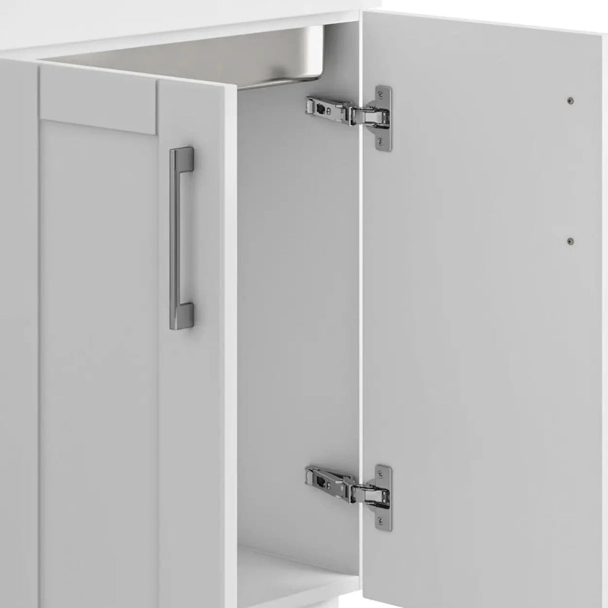 Shaker Modern Wide, Laundry Cabinet With Faucet And Stainless Steel Sink Vanity | 2 Pieces | Stainless Steel | Bathroom
