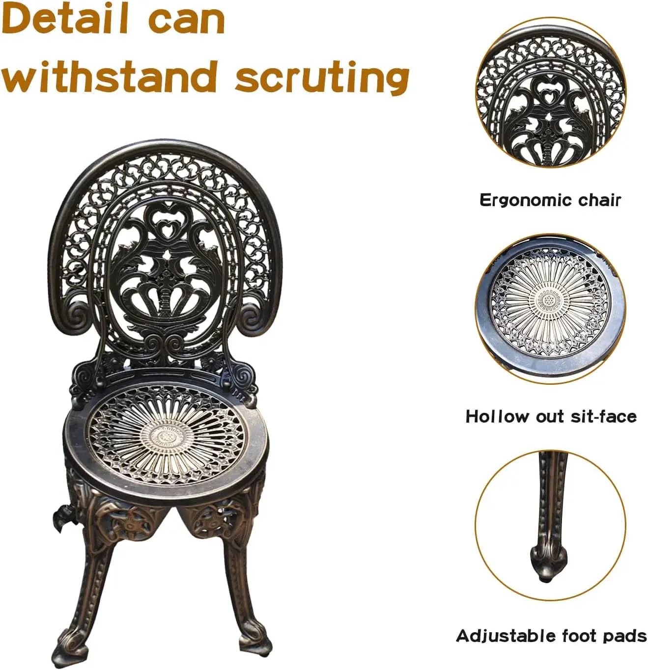 Cast Aluminum Patio Bistro Set With Umbrella Hole Outdoor from PriceLows™