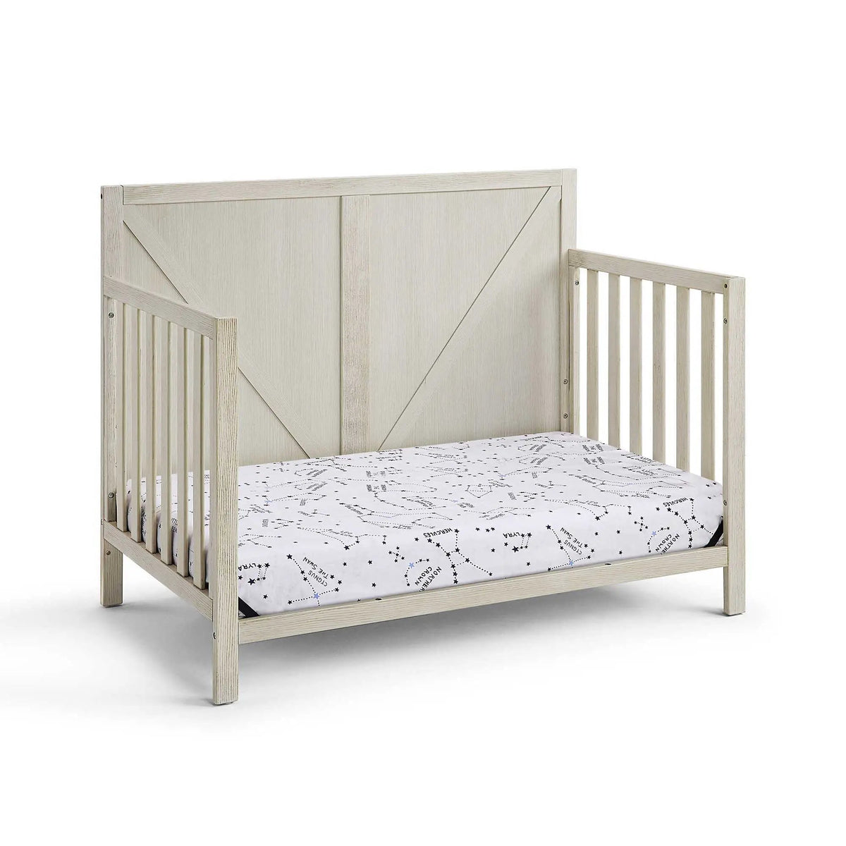 Barnside 4-In-1 Convertible Crib | Vintage Chestnut Finish | Toddler Bed And Full Bed | Adjustable Mattress Heights
