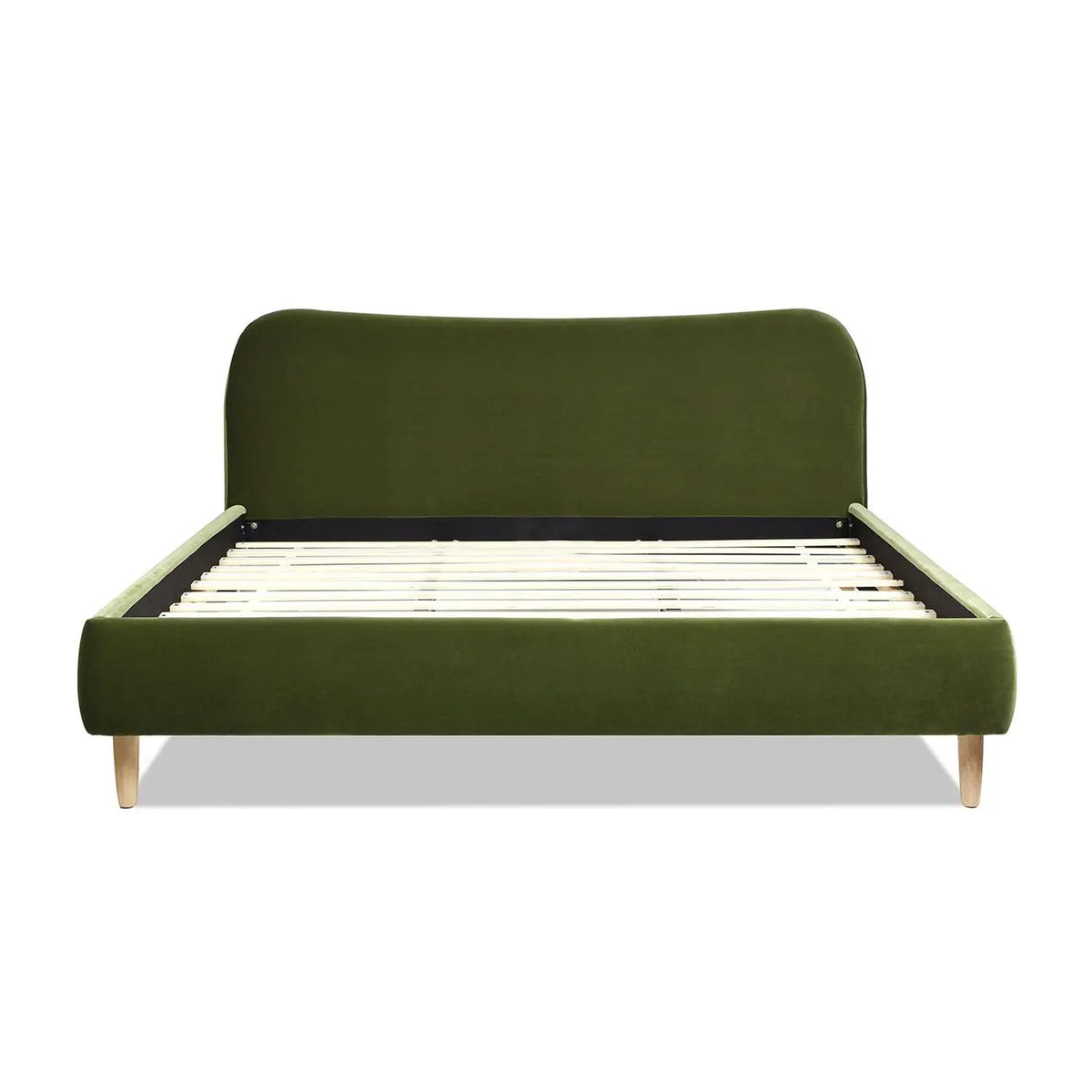 Roman Upholstered Platform Bed | Curved Headboard | Upholstered Rails | Eco-Friendly Construction