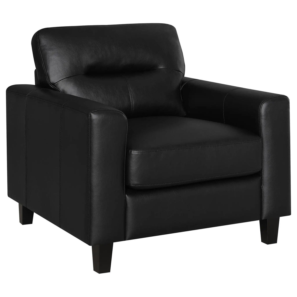 Scotland Faux Leather Upholstered Track Arm Chair | 35 x 35 x 34 in | Faux Leather | Black