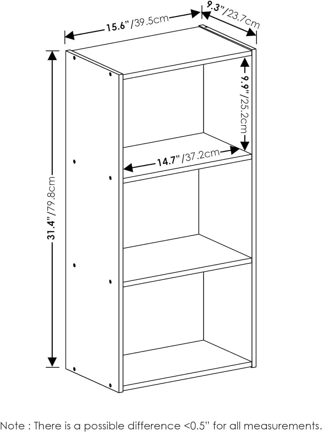 Luder 3 Tier Open Shelf Bookcase Blackwood Wood Finish from PriceLows™