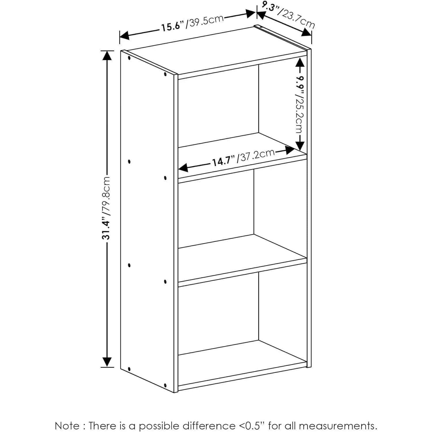 Luder Three Tier Open Shelf Bookcase Bright White Finish from PriceLows™