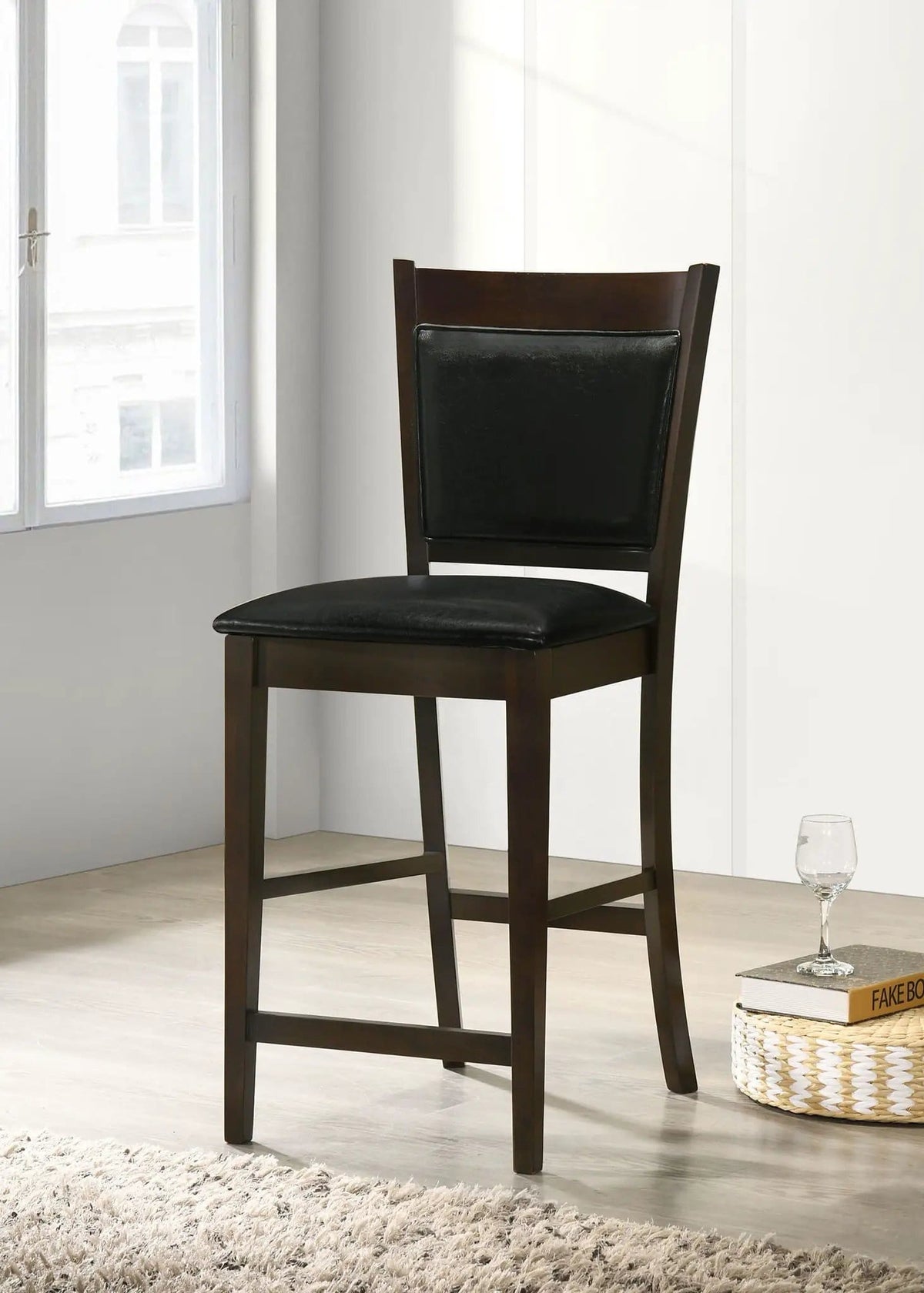 Jaden Upholstered Counter Chair Espresso (Set of 2) Counter Height (24"-27") | 17.25 x 20 x 39.75 in | Rubberwood | Home