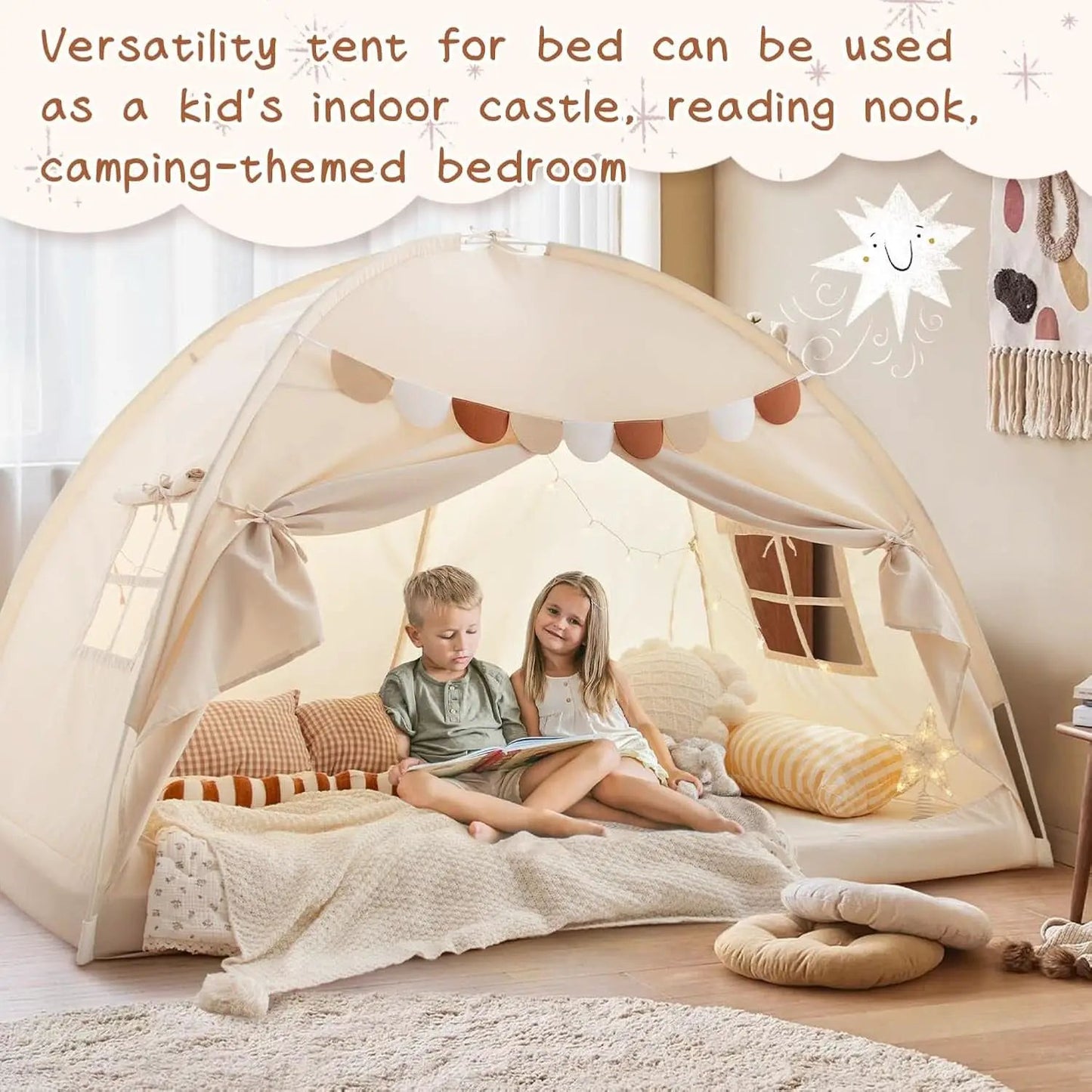 Full Size Bed Canopy Tent Blackout Polyester Cotton from PriceLows™